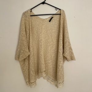 No Rest For Bridget Open Cardigan with Lace Trim